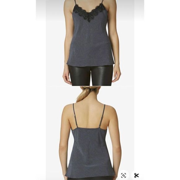 Avec Les Filles Navy Blue Black Polka Dot Lace Camisole Top Medium - Picture 6 of 6